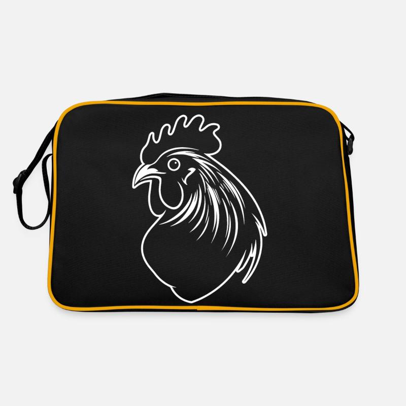 Chicken Chicken House Poultry Rooster Farm - Retro Bag - black/gold