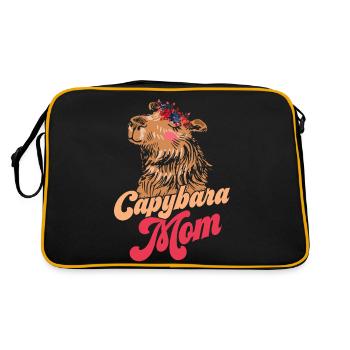 Capybara Mom Capibara Owner Rodent Mammal - Retro Tasche - Schwarz/Gold - Hinten