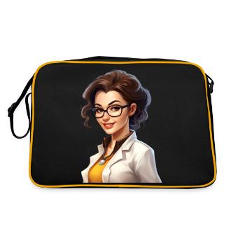 Portrait einer jungen Frau im Cartoon Stil - Retro Tasche - Schwarz/Gold - Hinten