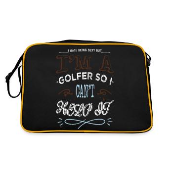 present gift idea golfclock golfing funnygolfgift - Retro Tasche - Schwarz/Gold - Hinten