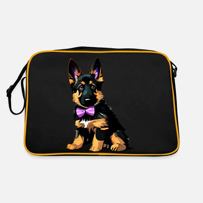 Hundewelpe Deutscher Schäferhund Anzug Hundehalter Retro Tasche