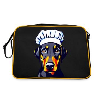 Dog Cooks Doberman Restaurateur Doberman Puppy - Sac Retro - noir/or - Dos