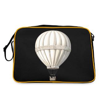 weißer Heißluftballon - Retro Tasche - Schwarz/Gold - Hinten