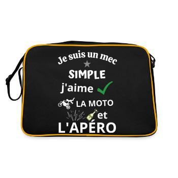 moto et apéro - cadeau - Sac Retro - noir/or - Dos