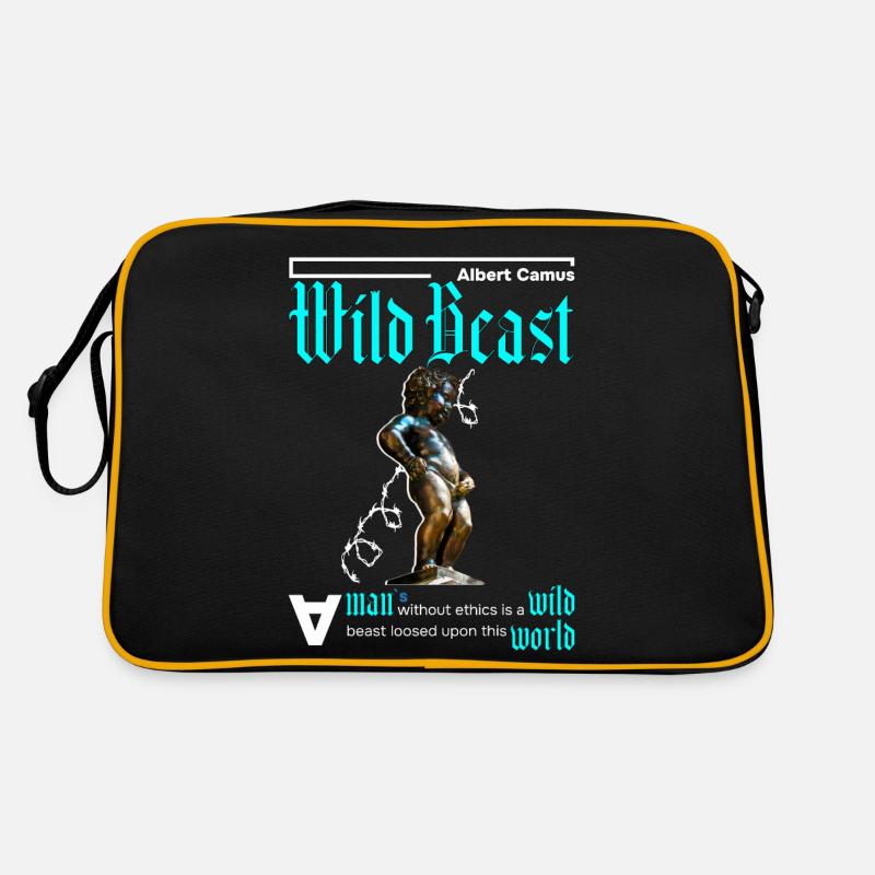 A man without ethics is a beast. Blue Retro Bag