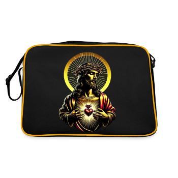 Jésus-Christ avec couronne d’épines | Sacré-Cœur de Jésus - Sac Retro - noir/or - Dos