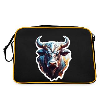 Stier / Bulle / Tier / Hörner / Stierkampf - Retro Tasche - Schwarz/Gold - Hinten
