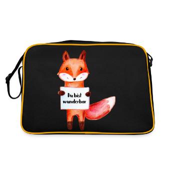 Fuchs - Du bist wunderbar - Retro Tasche - Schwarz/Gold - Hinten