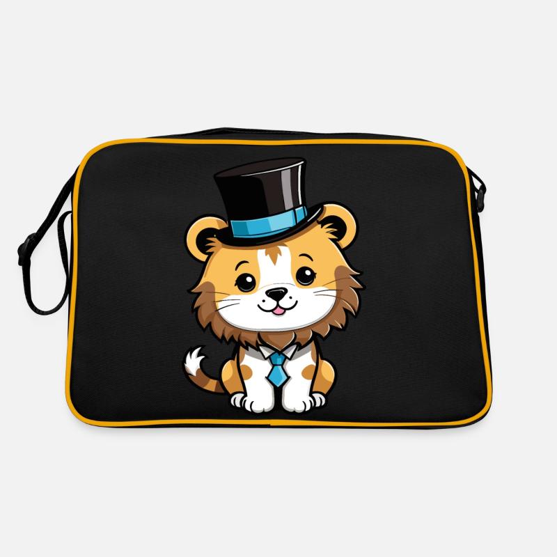 Lion mignon avec un chapeau et une cravate Sac Retro