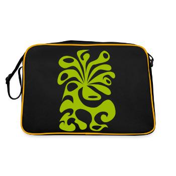 psychedelic BLOSSOM space green peacock 60s planet - Retro Bag - black/gold - Back