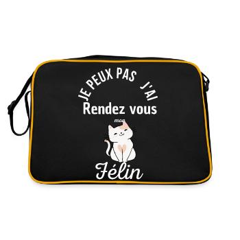 Ich kann nicht, ich habe mein Katzen-T-Shirt katzenartig - Retro Tasche - Schwarz/Gold - Hinten
