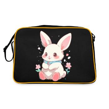Hase Ostern Süß - Retro Tasche - Schwarz/Gold - Hinten
