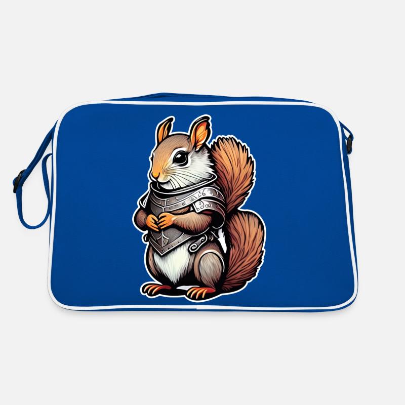 Warrior Squirrel Illustration Retro Bag