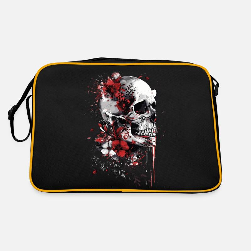 Crâne avec des fleurs Sac Retro