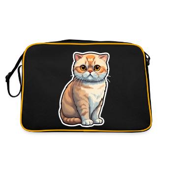 Scottish Fold Katze - Retro Tasche - Schwarz/Gold - Hinten