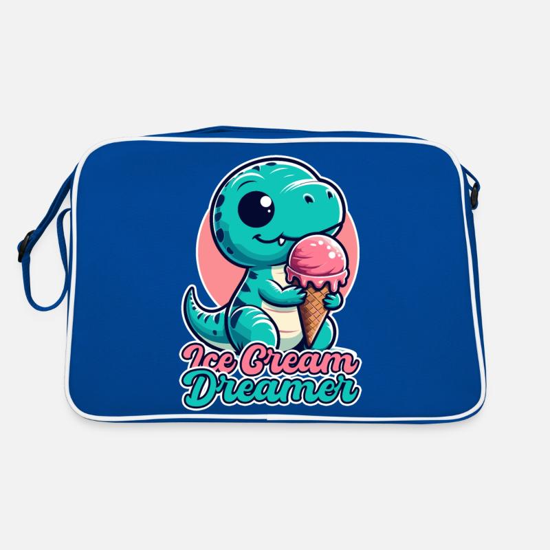 Eiscreme Träumer süßer T-Rex mit Eis Geschenk Retro Tasche