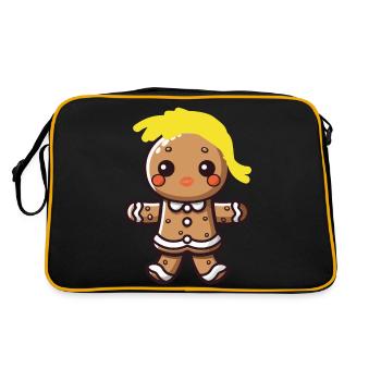 Gingerbread Frau - Retro Tasche - Schwarz/Gold - Hinten