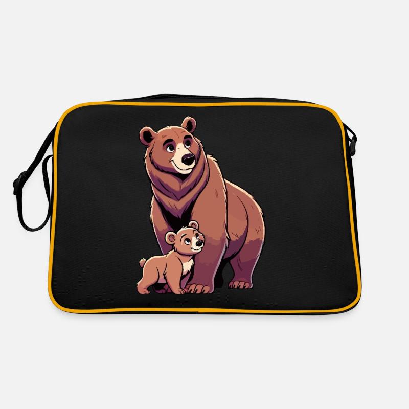 Braunbär Mutter und Kind Retro Tasche