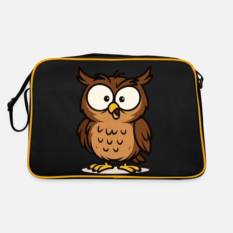eule comic 1 - Retro Tasche - Schwarz/Gold