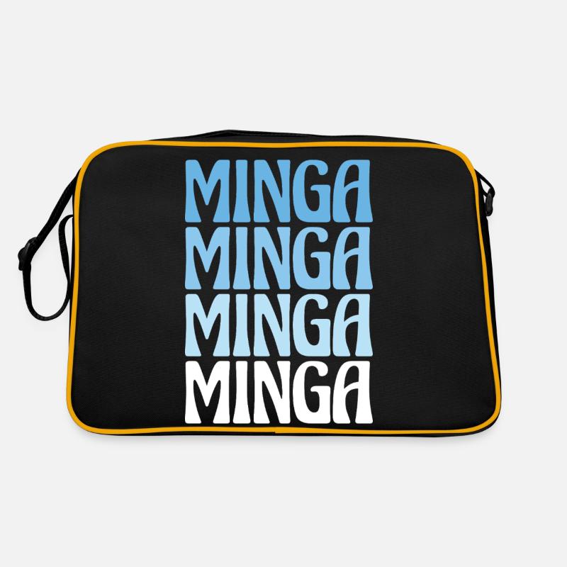 Minga München Dialekt Geschenk - Retro Tasche - Schwarz/Gold