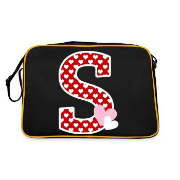Letter S heart - Retro Bag - black/gold - Back