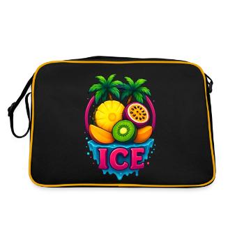 Chill - Frische tropische, lebendige Früchte - Retro Tasche - Schwarz/Gold - Hinten