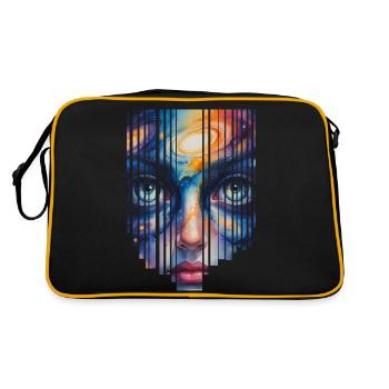 Cosmic portrait in vibrant colors - Retro Bag - black/gold - Back
