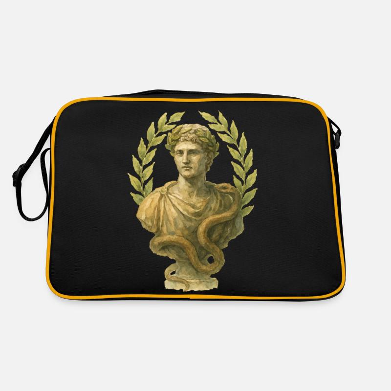 statue rom aquarell - Retro Tasche - Schwarz/Gold