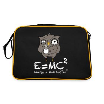 E = mc2 | Café, Lait, Énergie, Hibou - Sac Retro - noir/or - Dos