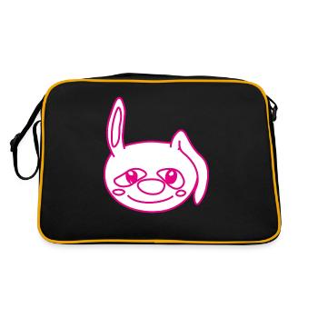fröhlicher Hase - Retro Tasche - Schwarz/Gold - Hinten