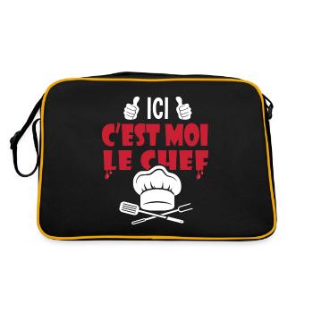 ici c est moi le chef cadeau papa cuisinier - Sac Retro - noir/or - Dos