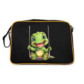 Dino T-Rex Rocks, Kawaii Design - Retro Bag - black/gold - Back