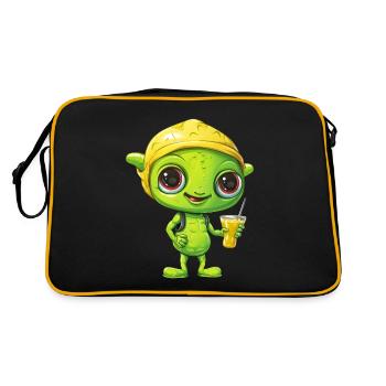 Refreshing Alien Lemon Drink: Green & Yellow - Retro Bag - black/gold - Back