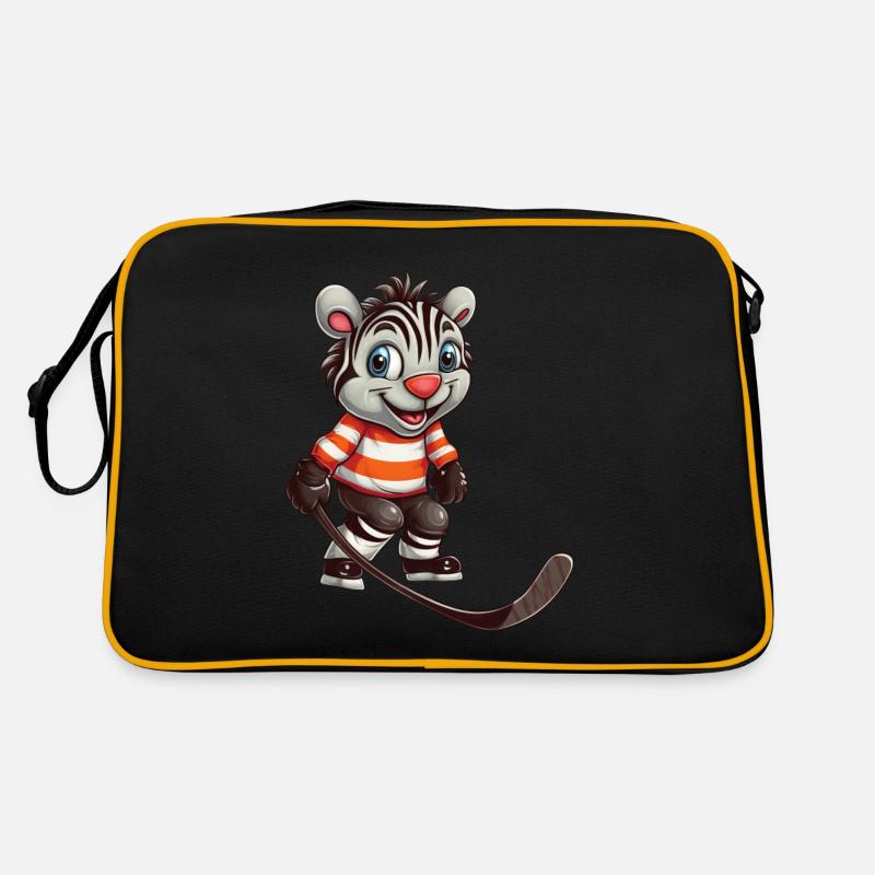 Comic Zebra Eishockey Eishockeyspieler Retro Tasche