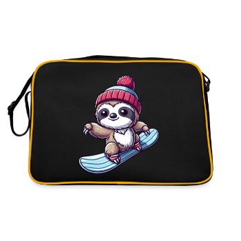 Paresseux Snowboarder Hiver Sports D’hiver Vacances - Sac Retro - noir/or - Dos