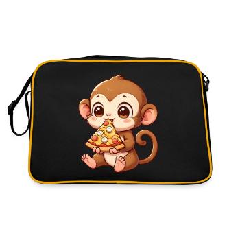 Affe Fahrrad lustig Fahrradfahrer Tiere Abenteuer - Retro Tasche - Schwarz/Gold - Hinten