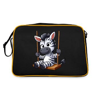 Cute Zebra Swing Cartoon Playground - Retro Bag - black/gold - Back