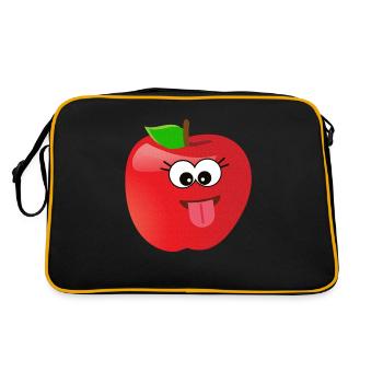 Funny smiling apple fruit with face - Retro Bag - black/gold - Back