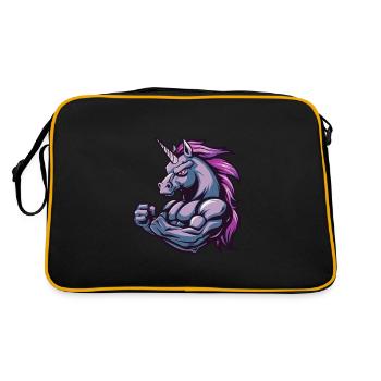 Einhorn Muskeln Bodybuilding - Retro Tasche - Schwarz/Gold - Hinten
