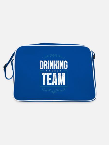 Drinking Crew - Retro Tasche - Blau/Weiß - Hinten