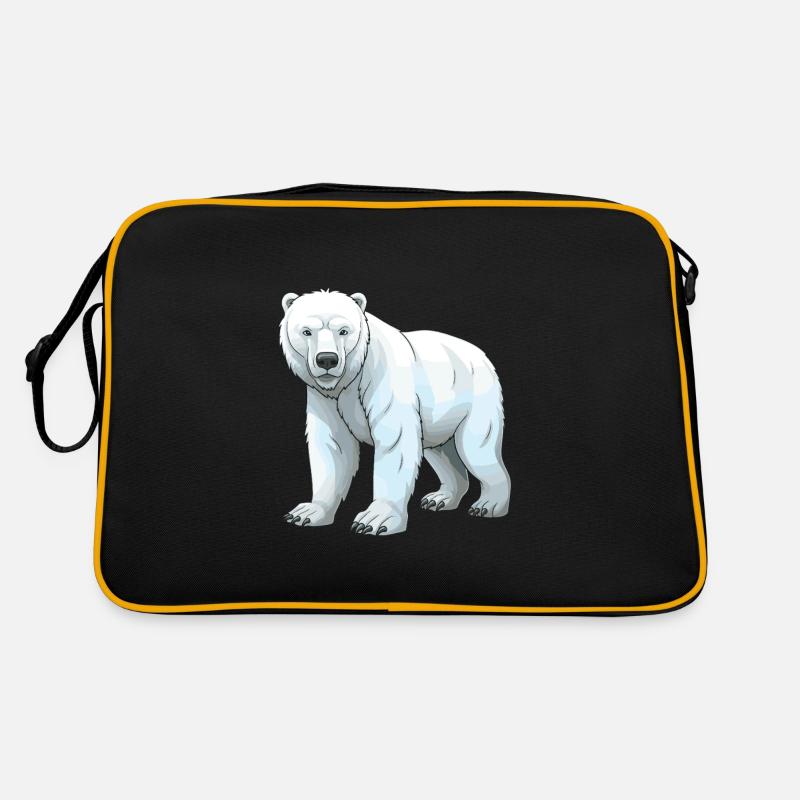 Eisbär Tier - Retro Tasche - Schwarz/Gold