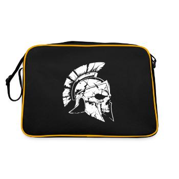 Spartaner Gladiator Totenkopf - Retro Tasche - Schwarz/Gold - Hinten