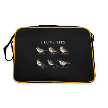 Funny "I love tits" Bird watching Gift - Retro Bag - black/gold - Back