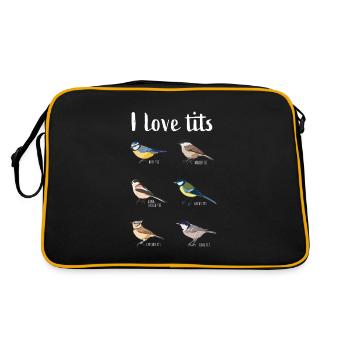 I love tits Funny Birdwatching Bird Gift - Retro Bag - black/gold - Back