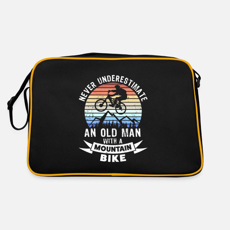 Funny Old Man Mountain Biking MTB Gift Retro Bag