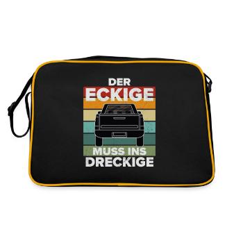 Der Eckige Muss Ins Dreckige 4x4 Pickup Offroad - Retro Tasche - Schwarz/Gold - Hinten