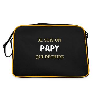 t shirt papy qui dechire cadeau humour grand pere - Sac Retro - noir/or - Dos