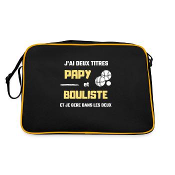 t shirt papy bouliste deux titres humour petanque - Sac Retro - noir/or - Dos