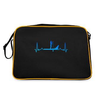 Frau - Hund Paddleboarding Herzschlag Geschenk - Retro Tasche - Schwarz/Gold - Hinten