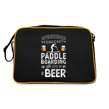 Wochenendprognose Paddleboarding und Bier - Retro Tasche - Schwarz/Gold - Hinten